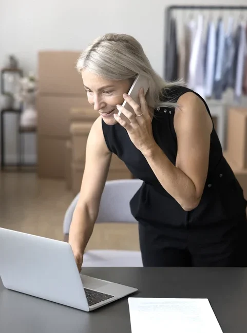 business woman on phone